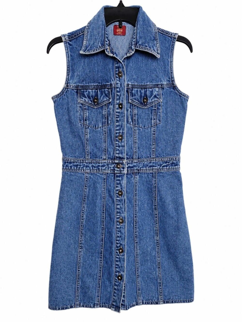 GAP Blue Jeans Vintage Sleeveless Denim Shirt Dress Button Front Size 4